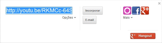 botão compartilhar do Youtube extendido